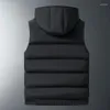 Mannen Vesten Mouwloze Hooded Jassen 2023 Bont Mode Plus Size Mannelijke Warm Vest Fleece Merk Kleding Winter Vest jassen Y83