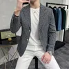 Männer Anzüge 2023 Herbst Britische Mode Slim Fit Karierten Anzug Business Casual Jacke Hochzeit Party Formale Bankett Bekleidung