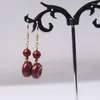 Boucles d'oreilles pendantes personnalisées perles de beignet de cinabre rouge naturel accessoires ronds de Jade bijoux à bricoler soi-même mode homme femme amulette de chance