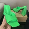 Sandaler 2022 Summer Sandaler Kvinnor Triangel Tjocka Mules High Heels Slippers Sandaler Flip Flops Square Toe Slides Party Shoes Woman L230720