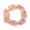 Braccialetti a catena a maglie cubane con naso di maiale da 15 mm Braccialetti con ciondoli a maglie cubane in oro rosa Mesn Bling Bracciali323s