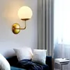 Wall Lamp europeisk styleglass Boll Bedside Led Gold Black Swing Arm Rum Sovrum Living Decor