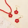 Chains Designer Original Cherry Blossom Charm Pendant Drop Oil Earring Necklace 2023 Fashion Beaded Jewelry Gift For Girlfriend