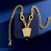 Gold Necklace Womens Designer Jewelry Luxury Version Pendant Neckor For Men Diamond Medu Portrait Diamond Neutral Thick Chain Armband