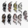 Dragon Winding Natural Stone Pendant Harts Coated Crushed Chip Stone Crystal Hexagon Point Shape Crystal Agate Charms Halsbandsmycken Tillbehör Tillbehör