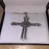 Vintage Long Cross pendentif collier en argent sterling 925 5A zircon Cz Party mariage Croix Pendentif pour femmes hommes Luxury Jewelry297x