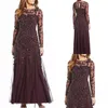 Knöchellanges, mit Perlen verziertes Kleid für die Brautmutter, Dubai, langärmelig, Spitze, Hochzeit, Bräutigam, Kleid, elegante formelle Abendkleider330i