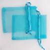 100 PCS / lot TURQUOISE BLEU Organza Sacs De Faveur Bijoux De Mariage Pochettes D'emballage Beau Cadeau Sacs DIY faisant FACTORY253f