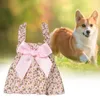 Dog Apparel Stylish Breathable Comfortable Floral Pattern Pet Bowknot Halter Dress Supplies Fashion