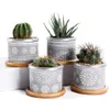 4In Set 2 95Inch Cemento Succulente Vasi per piante Cactus Vaso per piante Contenitore per finestra in cemento piccolo per interni con bambù Y200722230
