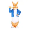 Halloween Peter Rabbit Mascot Costume Top Quality Cartoon Easter Bunny Anime Thème du personnage de Noël Carnaval Party Costumes188S