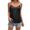 Women's T Shirts Women S Elegant Sequin Embellished V-Neck Camisole Tank Top With Adjustable Spaghetti Straps - Sparkling Shimmer Sleeveless