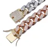 12mm Iced Out Zircon Miami Cuban Chain Link Collar Gargantilla Plata Rosa Oro Color Cadena Hip Hop Jewelry185p