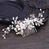 Matrimonio da sposa damigella d'onore pettini diademi argento fatto a mano strass perle fasce accessori per capelli di lusso copricapo tiara oro Jew2194