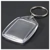 50 Pcs Clear Acrylic Plastic Blank Keyrings Insert Passport Po Keychain Keyfobs Keychian Key Chain Ring2458