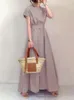 Urban Sexy Dresse S Summer Korean Fashion Art Big Swing Long With Midje Wrap Stor Loose Solid Color Dress Belt 230719