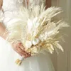 Gedroogde Bloemen Luxe Geconserveerde Rozen Pampas Bruidsboeketten Boho Bruidsboeket Rustieke Gedroogde Bloemen voor Huwelijksceremonie Bridal Party Decor R230720