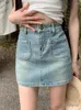 Gonne Bule Vintage Fashion Gonna di jeans Donna aderente Y2k Casual Party Mini Tasche femminili Stile coreano Elegante 2023