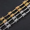 Chains D&Z 8mm Barbed Wire Necklace Solid Back Copper Chain With Zircon Stones Punk Style Gold Set Hip Hop Fashion Jewelry197U