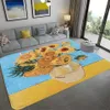 Tapis Van Gogh Peinture à l'huile Paillasson Impression 3D Tournesol Décor Tapis Non Slip Flanelle Paillasson pour Salle de Bains et Salon Cuisine Tapis R230720