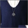 Pendant Necklaces Fashion Vintage Sier Sweaters For Women Designer Life Of Tree Feathers Turtles Elephants Lady Pendan Drop Delivery Dhsb8