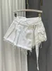 Skirts DEAT Fake Two Patchwork Burrs Denim Shorts Skirt's Bandage Solid Color High Waist Skirt Female 2023 Summer 11XX1798 230720