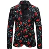 Blazer Masculino 2020 printemps nouveaux hommes mode Rose imprimé Style vêtements costume décontracté fleurs mâle Blazer veste manteau Hombre1218i