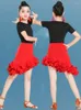 Vêtements de scène jupe latine pour enfants tenues de danse Salsa professionnelles salle de bal Tango Rumba concours robes vente haut