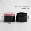 Pot de maquillage crème PET noir 120g avec couvercles en métal Bouteille de 4 oz couvercles en aluminium noir argent or rose et coussinet intérieur 20pcsgoods qty2577