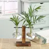 Pflanzgefäße, Töpfe, Hydrokultur-Pflanzenvasen, Vintage-Schreibtisch-Blumentopf, transparente Vase, Holzrahmen, Glas, Tischplatte, Pflanzen, Zuhause, Bonsai, dekorativer Blumentopf Z230720