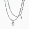 Europeisk och amerikansk stil bolllås halsband halsband kvinnlig modetrend smycken dubbel plätering tjock silver botten par gif3181