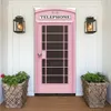 Wall Stickers Adhesive Blue Black White Red Pink Green Container Telephone Booth Door Sticker Wallpaper 3D Living Room Bed Mural 230720