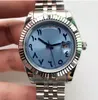 Luksusowy zegarek Diamentowa ramka 40 mm Ice Blue Arabic Rzadka bransoletka ze stali nierdzewnej Automatyczna moda na rękę Zegarek Zegarek Zegarek