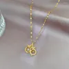 Pendant Necklaces Dainty Bicycle Necklace Bike Sports Unique CZ Stone Cherry Woman Stainless Steel Designer Statement Jewelry