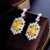 Charm Vintage Yellow Diamond Earring Ontwerper voor Woman Party AAA Kubieke Zirconia Zuid-Amerikaanse Koper Lange Womens Wed Long Dangle Oorbellen Mode-sieraden Cadeau