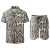 Men's Tracksuits Snakeskin Print Outdoor Men Sets Faux Snake Skin Leather Pattern Casual Shirt Set Summer Shorts 2 Piece Hawaii Suit Large Size 230720