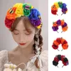 Exaggerated Halloween Hair Hoop Simulation Colorful Butterfly Big Red Peony Flower Headband Crown Festive Headpiece