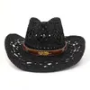 Sommer Western Hohl Stroh Cowboy Cowgirl Hut für Frauen Männer Im Freien Breiter Krempe Sonnenschutz Hut Hand-Woven Sombreros de Mujer