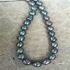 Fast stnning 10-12mm tahitian baroque black green grey pearl Loose beads 18inches227Q