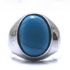 Cool Big Blue Stone Ring 316L Rostfritt stål eller Black Rock Party Gift 264S