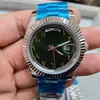 Luksusowy zegarek Diamentowa ramka 40 mm Ice Blue Arabic Rzadka bransoletka ze stali nierdzewnej Automatyczna moda na rękę Zegarek Zegarek Zegarek