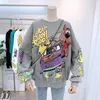 Felpe con cappuccio da uomo Street Racing Dog Graffiti Style Donna / Uomo Coppia con cappuccio Hip Hop Felpa con cappuccio allentata casual Felpa lunga oversize Abbigliamento femminile