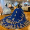 Royal Blue Quinceanera Abiti Sweety 16 Ragazza Appliques Perline Principessa Compleanno corsetto con lacci Abito da ballo vestido de 15 anos qui293g