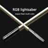 LED Light Sticks RGB Metalen Lightsaber Laser Zwaard Sabre De Luz FOC Rave Wapen Dueling Knipperende Speelgoed 7 Kleur veranderende Kpop Lightstick 230720