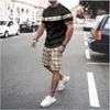 Conjuntos de chándales para hombre Ropa de calle Conjunto de camiseta para hombre Verano Playa Lujo Impresión en 3D Hombres Chándal Ropa de gran tamaño Camiseta Pantalones cortos Trajes l230720