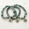 SN1109 Pulsera de hombre de turquesa africana natural Ohm Lotus Buddha Charm Bracelet Joyería de alta calidad Whole 221n