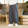 Men's Pants Chinoiserie Summer Large Martial Arts Training Wide Leg Loose Bloomers Cotton Linen Clothes for Men 230720