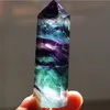 Natural Hexagonal Crystal Quartz Healing Fluorite Wand Stone Purple Green Gem190b