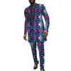 Tute da uomo Forme sovrapposte Camicie patchwork con pantaloni Set da sposo Abiti da uomo Nigeria Abbigliamento da festa nuziale africano personalizzato