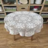 Toalha de mesa redonda de crochê 110CM estilo vintage capa de mesa com padrão chique feito à mão - Branco e Bege Cor disponível224H
